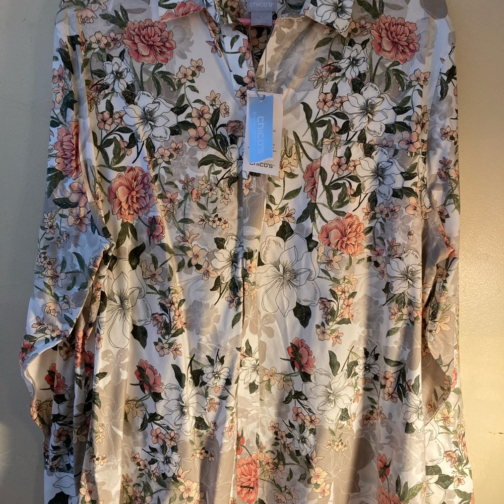 An Elegant Spring Floral Button-Up Shirt -Chicos